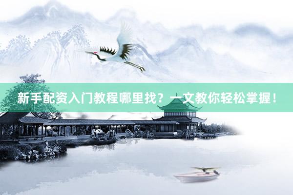 新手配资入门教程哪里找？一文教你轻松掌握！