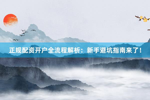 正规配资开户全流程解析：新手避坑指南来了！