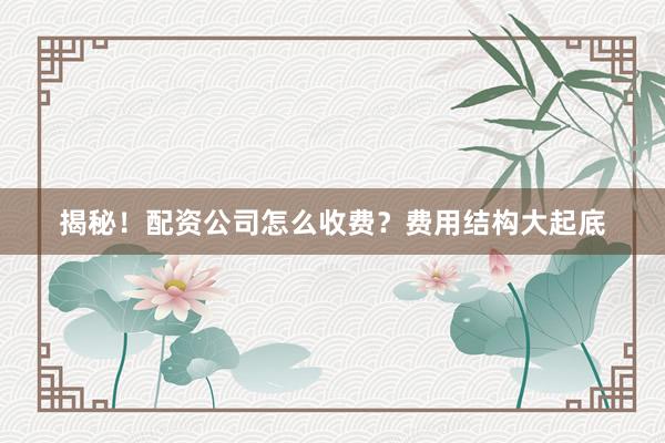 揭秘！配资公司怎么收费？费用结构大起底