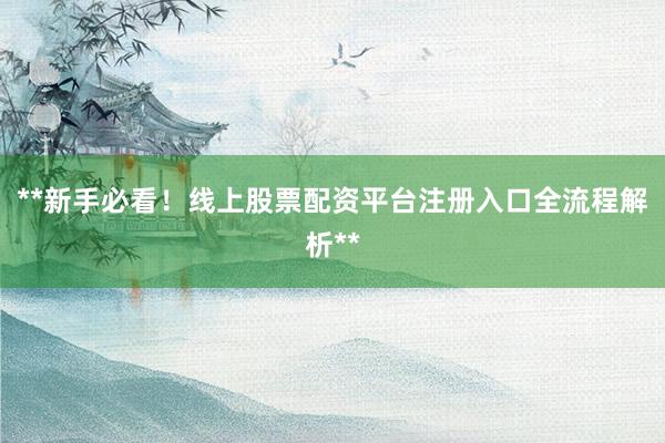 **新手必看！线上股票配资平台注册入口全流程解析**