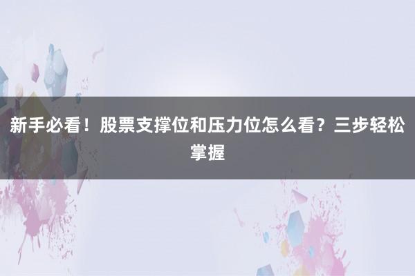 新手必看!股票支撑位和压力位怎么看?三步轻松掌握